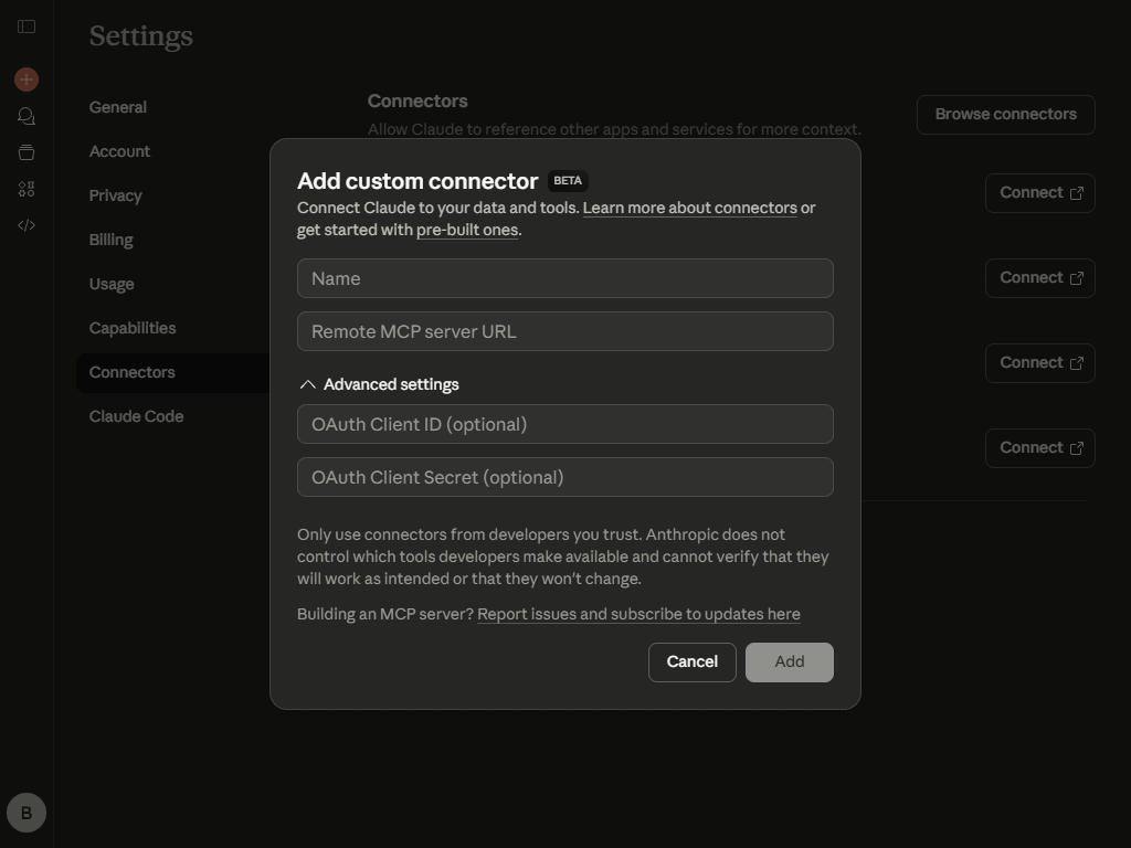 Claude Connector Configuration